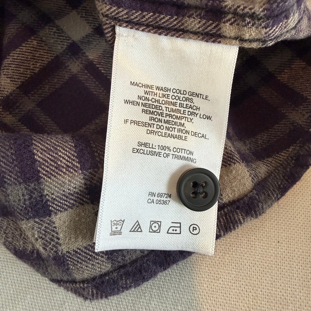 Columbia Omni-Wick Plaid Flannel Button Down Shirt Mens L Purple Tan - Picture 6 of 8